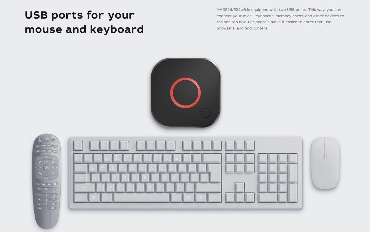 Infomir Mag 524W3 4K , Built In Dual Band 2.4G/5G Wifi, Hdmi Cable (Much Faster Than Old Mag 324W2 And 424W3) Black